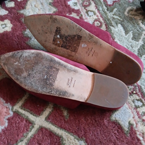 STUART WEITZMAN Burgundy Suede Flat Pointed Toe Mules 8.5 - Picture 4 of 9